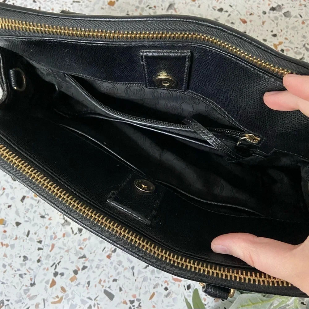 MICHAEL KORS Reese Saffiano Leather Designer Satchel With Metal Logo Charm - Picture 4 of 16